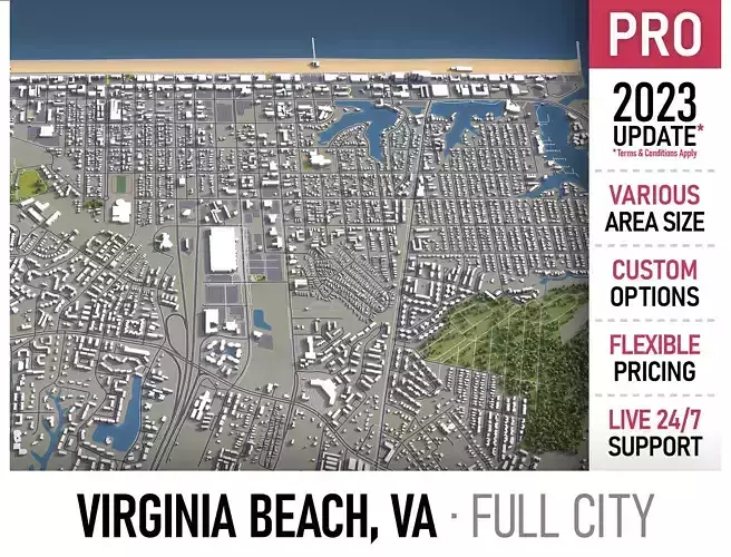 Virginia Beach  Low-poly 3D model