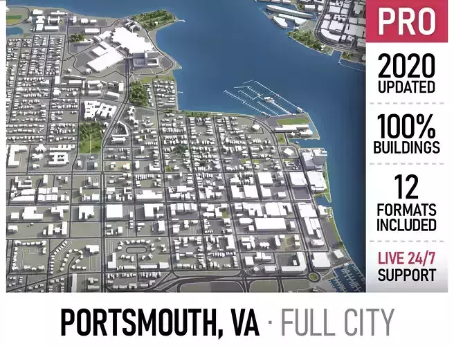 Portsmouth Low-poly 3D model