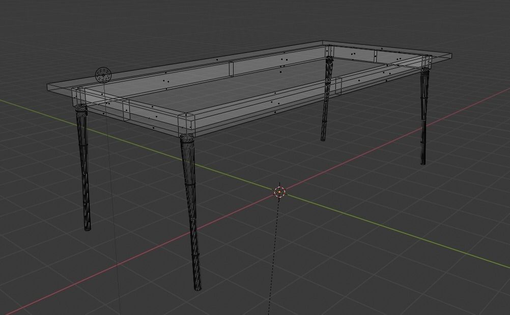 Wood Lacquered Dining Table Low-poly 3D model_5