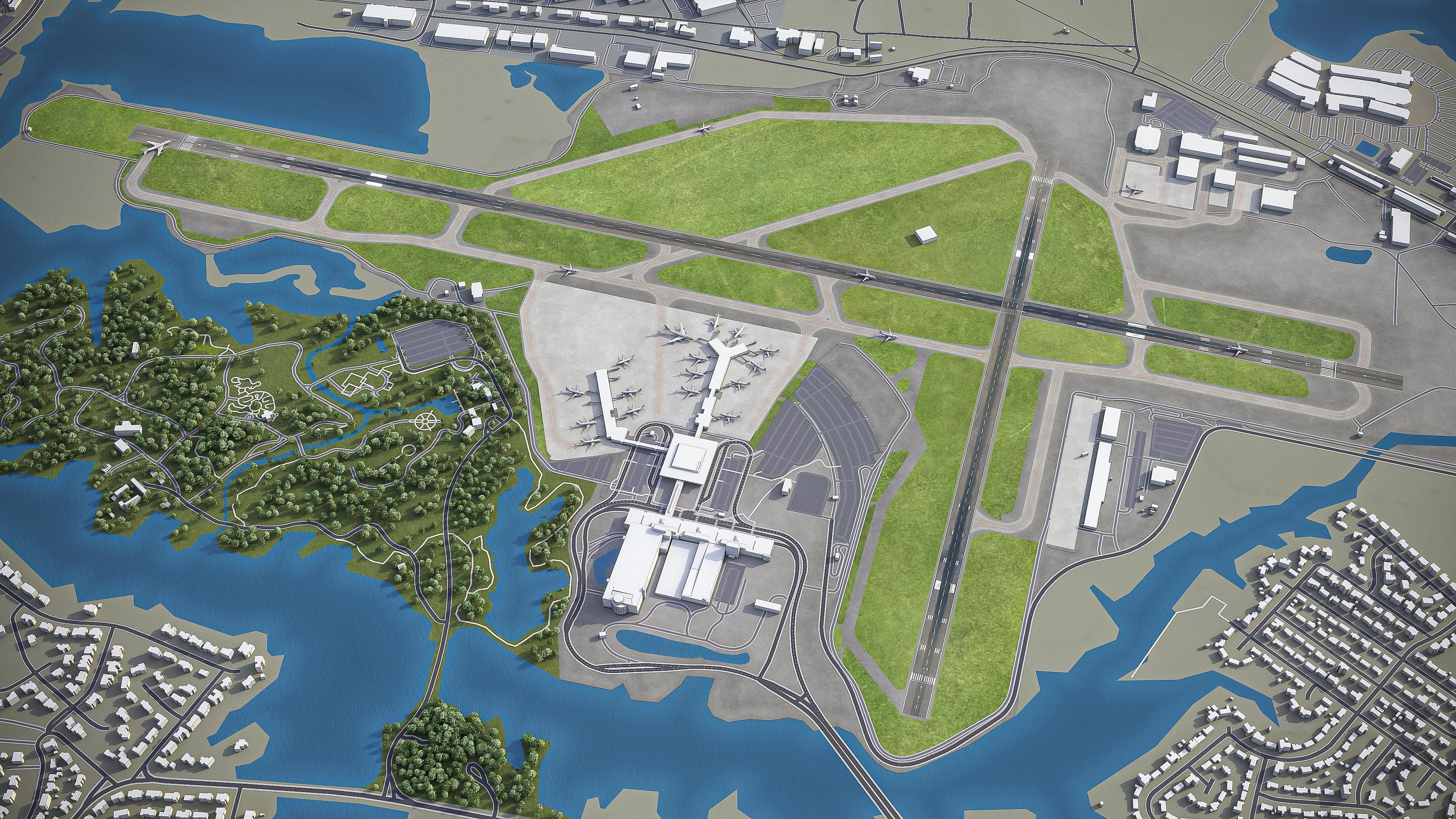 Norfolk International Airport - ORF Low-poly 3D model_6