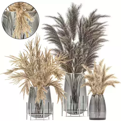 Bouquet of dried flowers in a vase 102 3D model