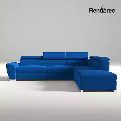 Fabric Navy Blue Corner Sofa 3D model