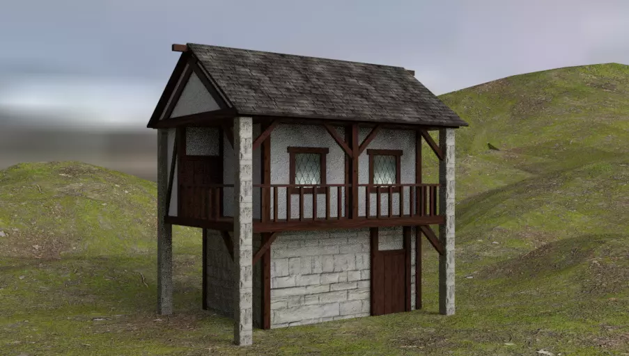 Low poly old house Free 3D model