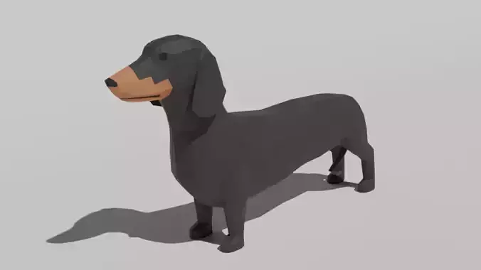 Low Poly Cartoon Dachshund Dog