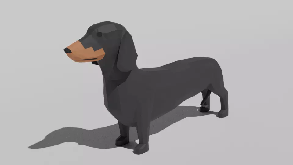 Low Poly Cartoon Dachshund Dog Low-poly 3D model