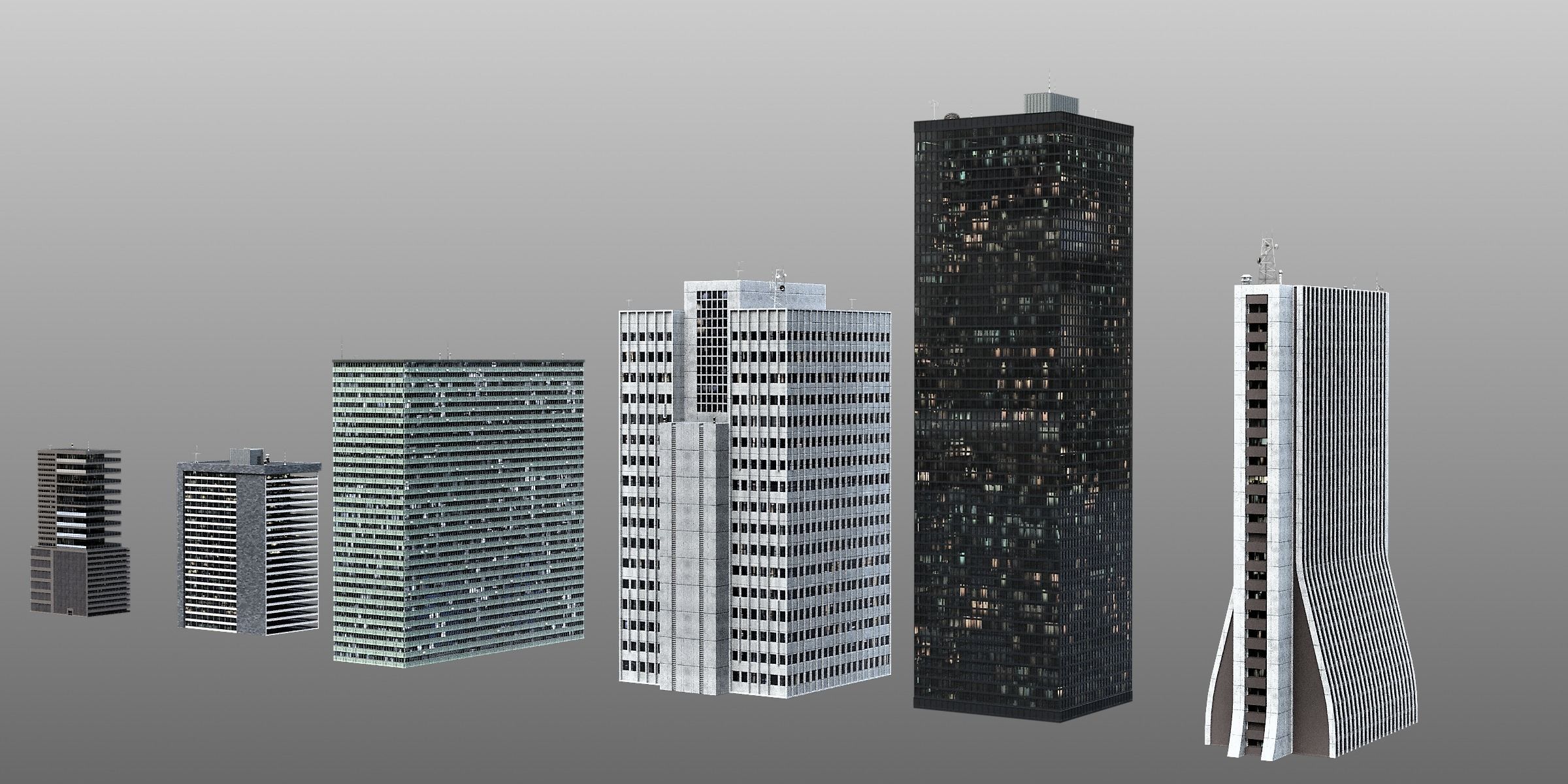 City Building Kitbash Pack 3D model_2
