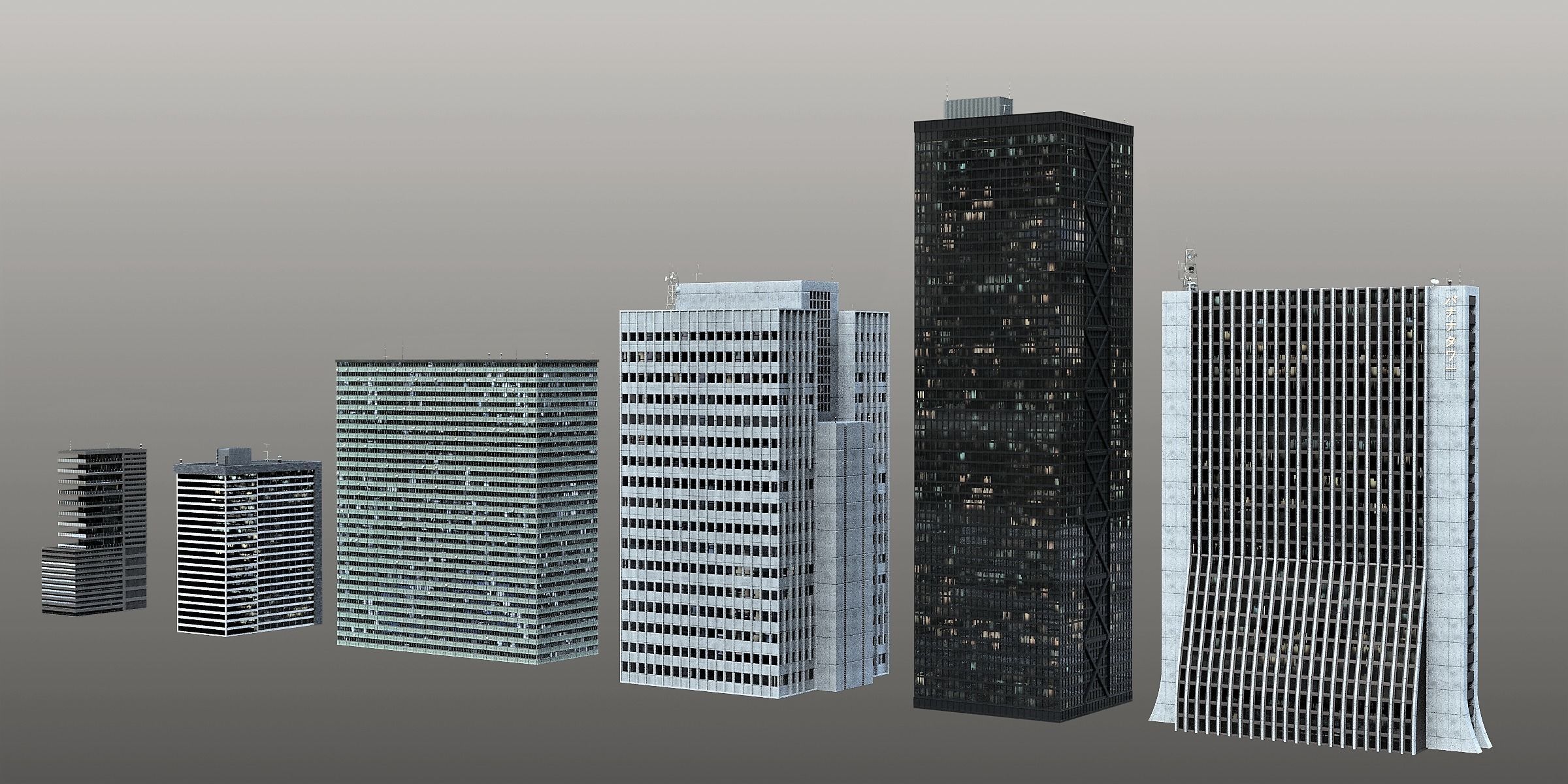 City Building Kitbash Pack 3D model_1
