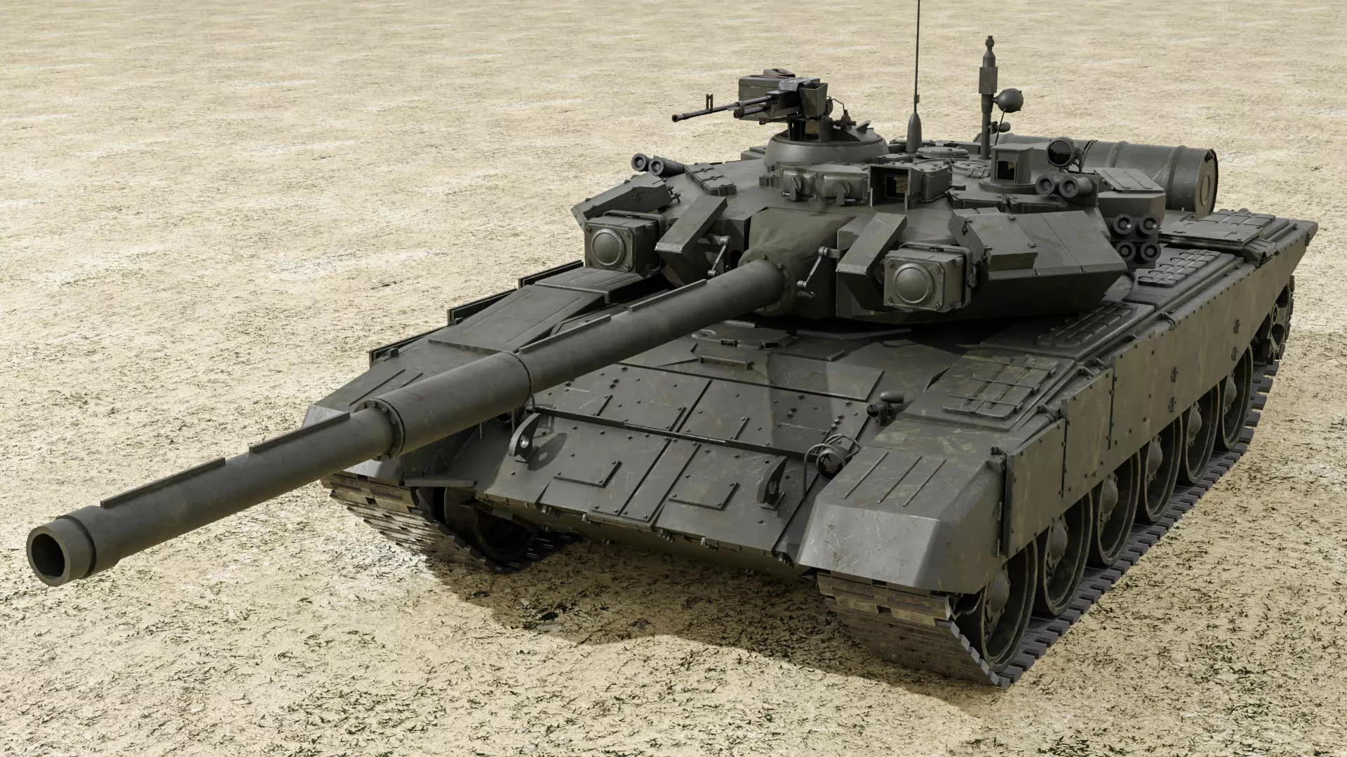 Lowpoly PBR T-90 Russian Tank Low-poly 3D model