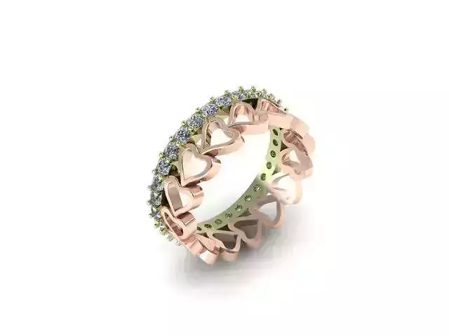 Ring15 rose gold ring with diamonds 3D model