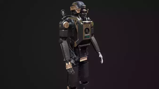 Elysium Droid Gold Skin - Bodyguard Low-poly 3D model