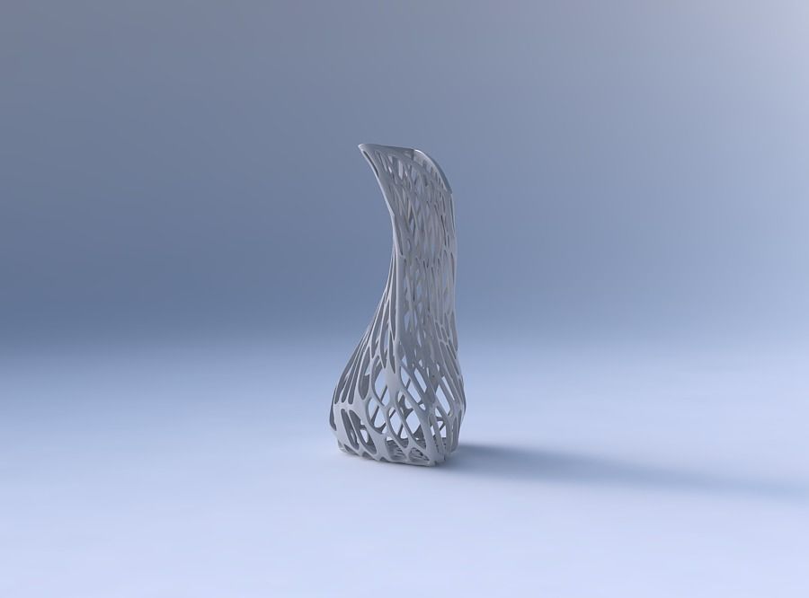 Vase twist puffy bent triangle with twisted organic lattice 3D print model_4