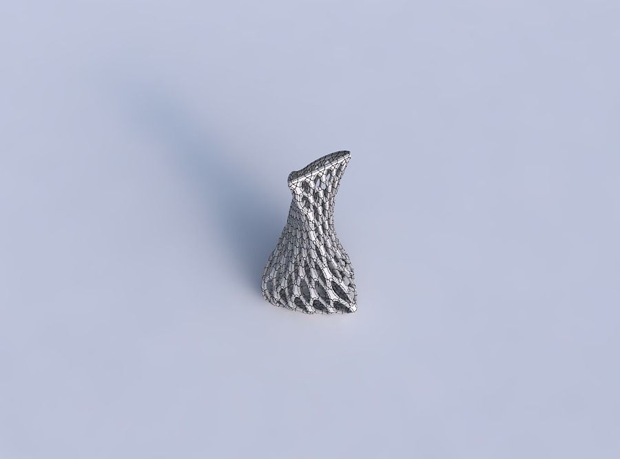 Vase twist puffy tappered triangle with bubble grid lattice 3D print model_6