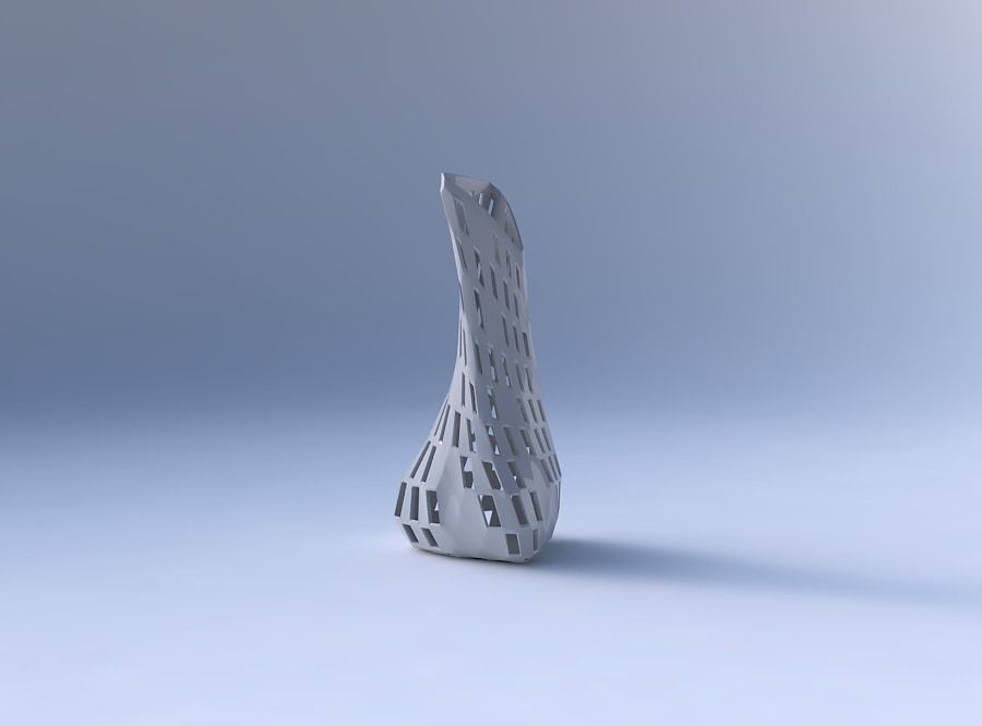 Vase twist puffy tappered triangle with checker grid lattice 2 3D print model_4