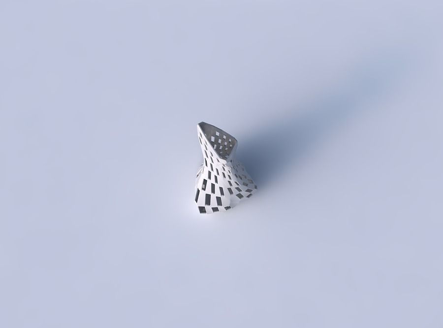 Vase twist puffy tappered triangle with checker grid lattice 2 3D print model_2