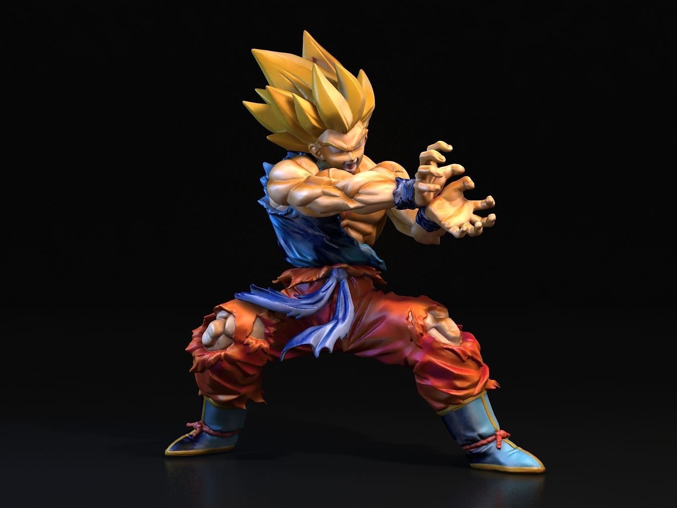 Goku SS Kamehameha 3D model_1