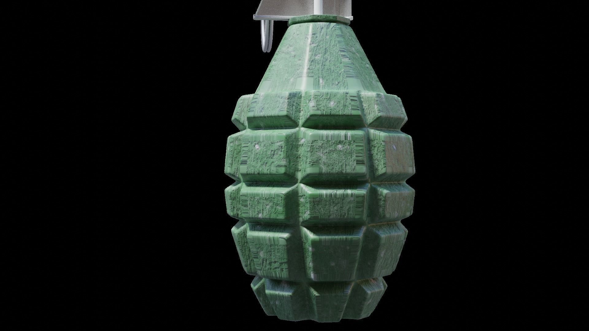 Low Poly MK2 Hand Grenade Low-poly 3D model_3