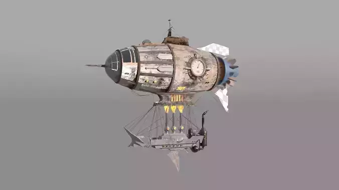 Steampunk style zeppelin with ship 3D model