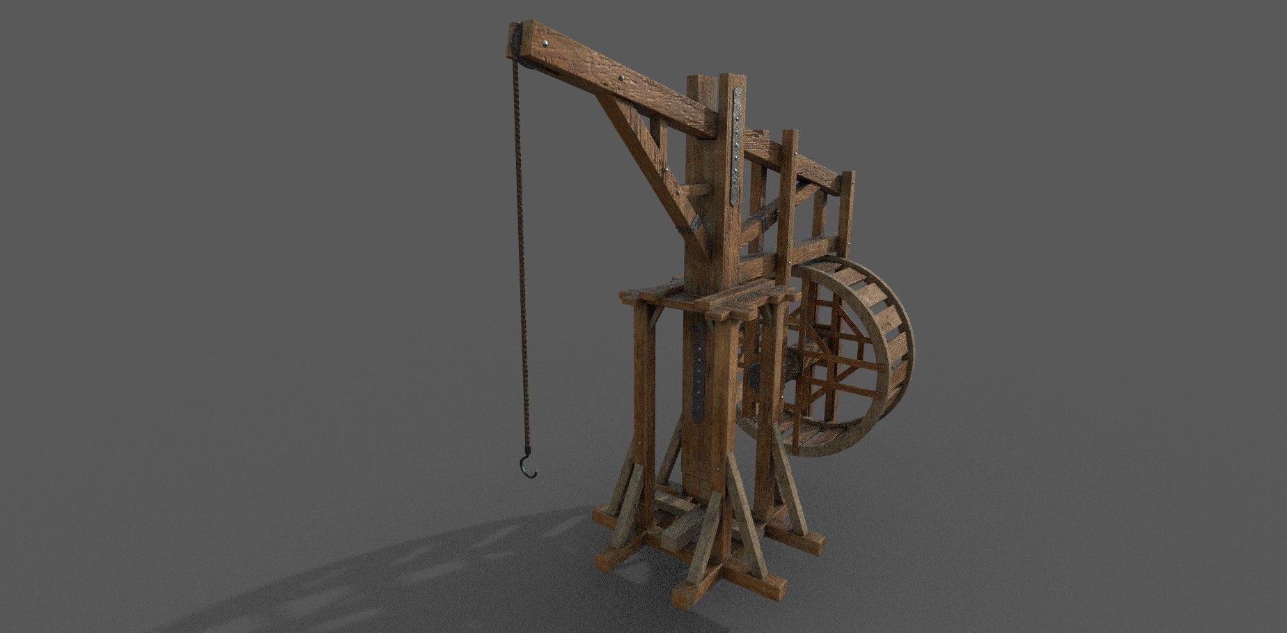 Medieval Crane 3D model Low-poly 3D model_4