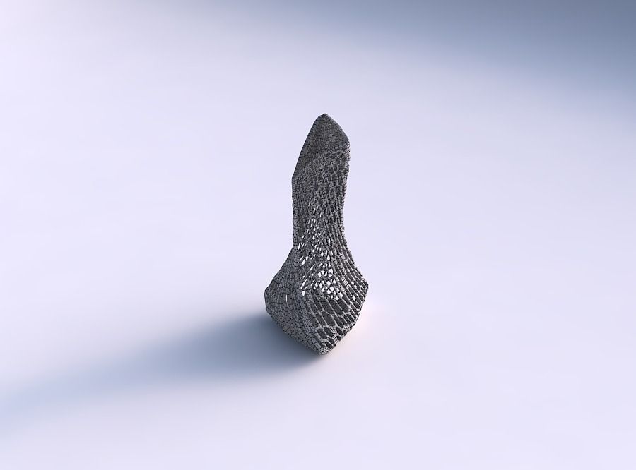 Vase twist puffy tappered triangle with dense twisted organic... 3D print model_5
