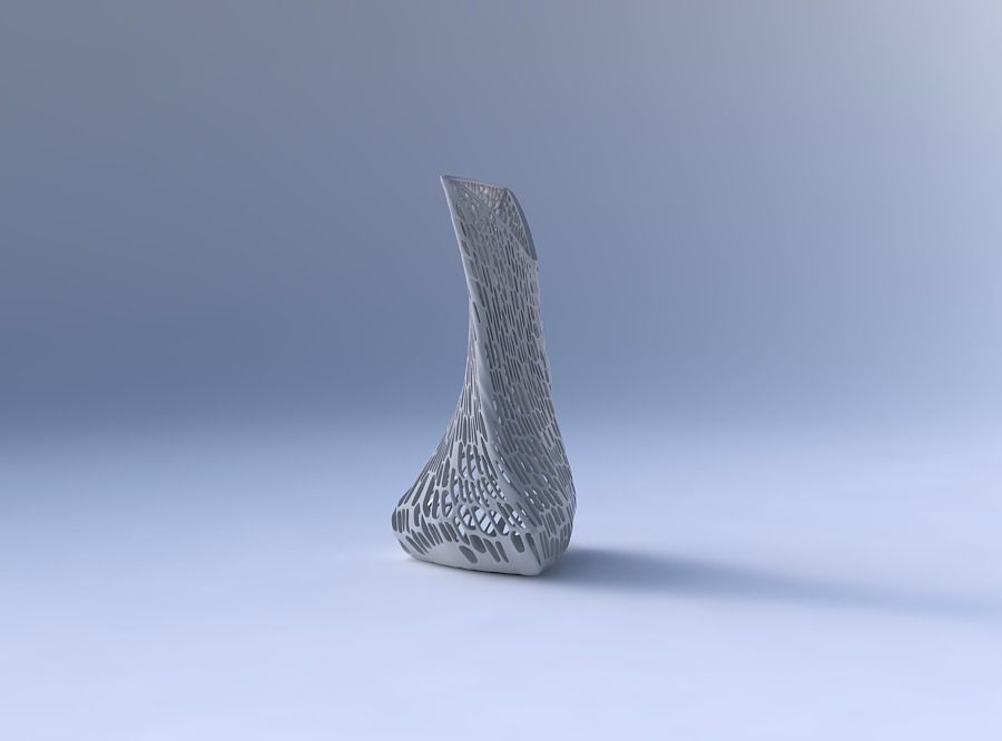 Vase twist puffy tappered triangle with dense twisted organic... 3D print model_4