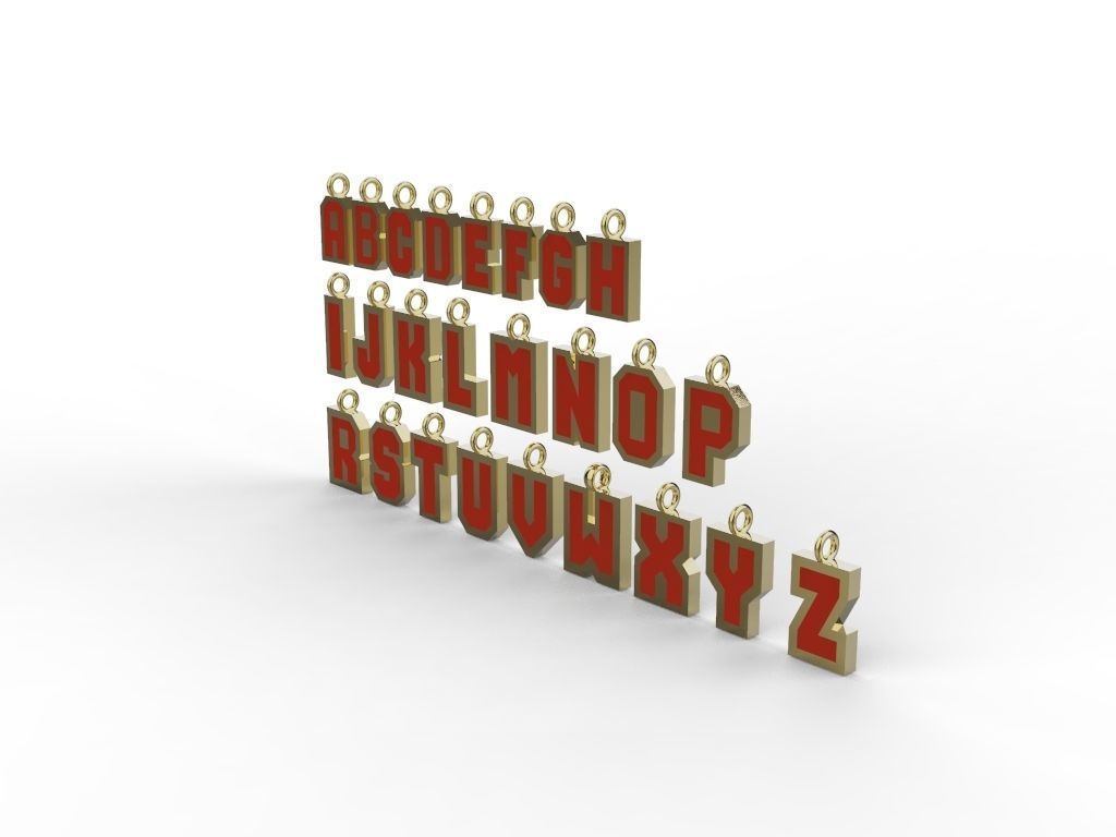 Alphabet pendants from A TO Z  3D print model_9