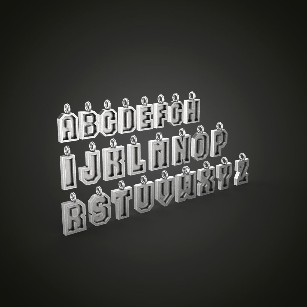 Alphabet pendants from A TO Z  3D print model_1