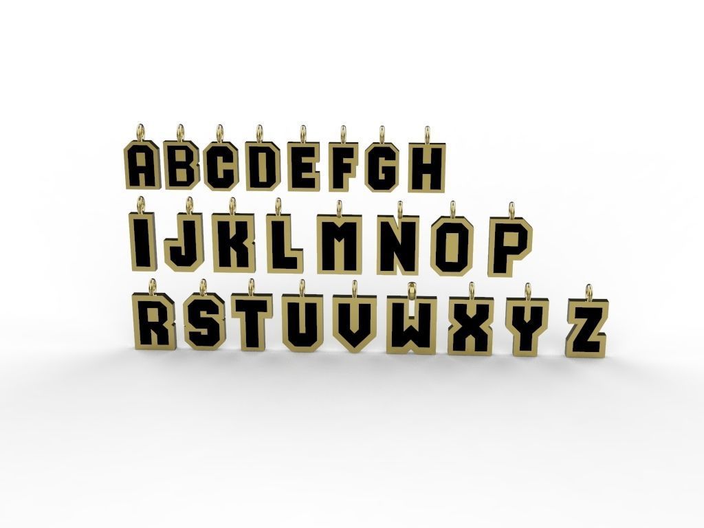 Alphabet pendants from A TO Z  3D print model_4