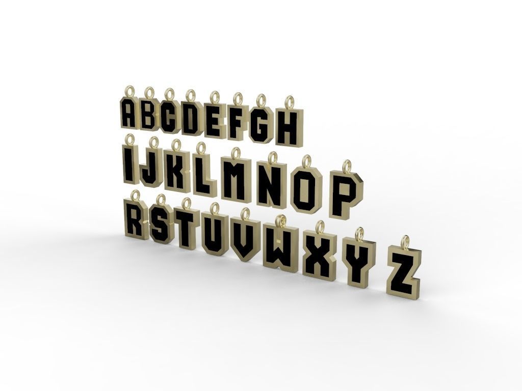 Alphabet pendants from A TO Z  3D print model_5