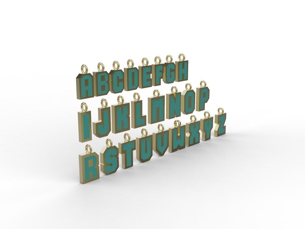 Alphabet pendants from A TO Z  3D print model_11