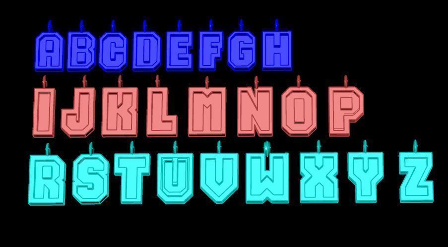 Alphabet pendants from A TO Z  3D print model_12
