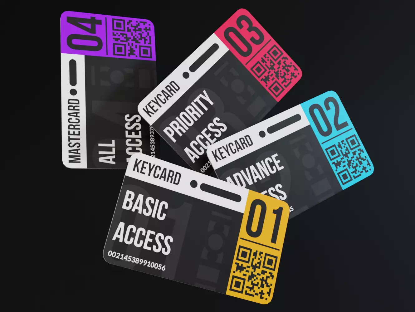 low-poly set of keycards Low-poly 3D model_0