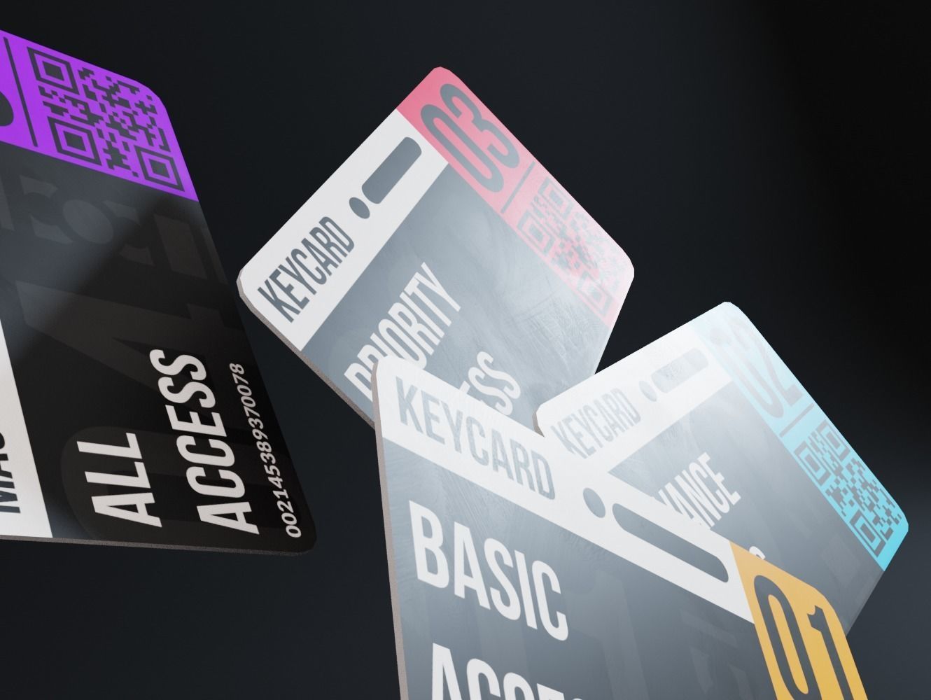 low-poly set of keycards Low-poly 3D model_3