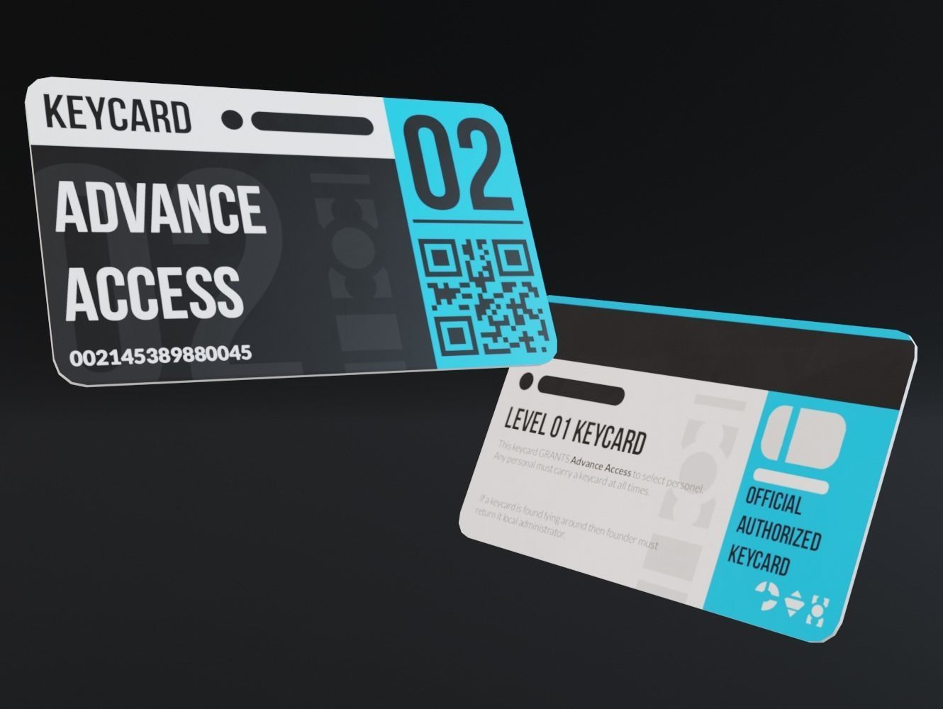 low-poly set of keycards Low-poly 3D model_5