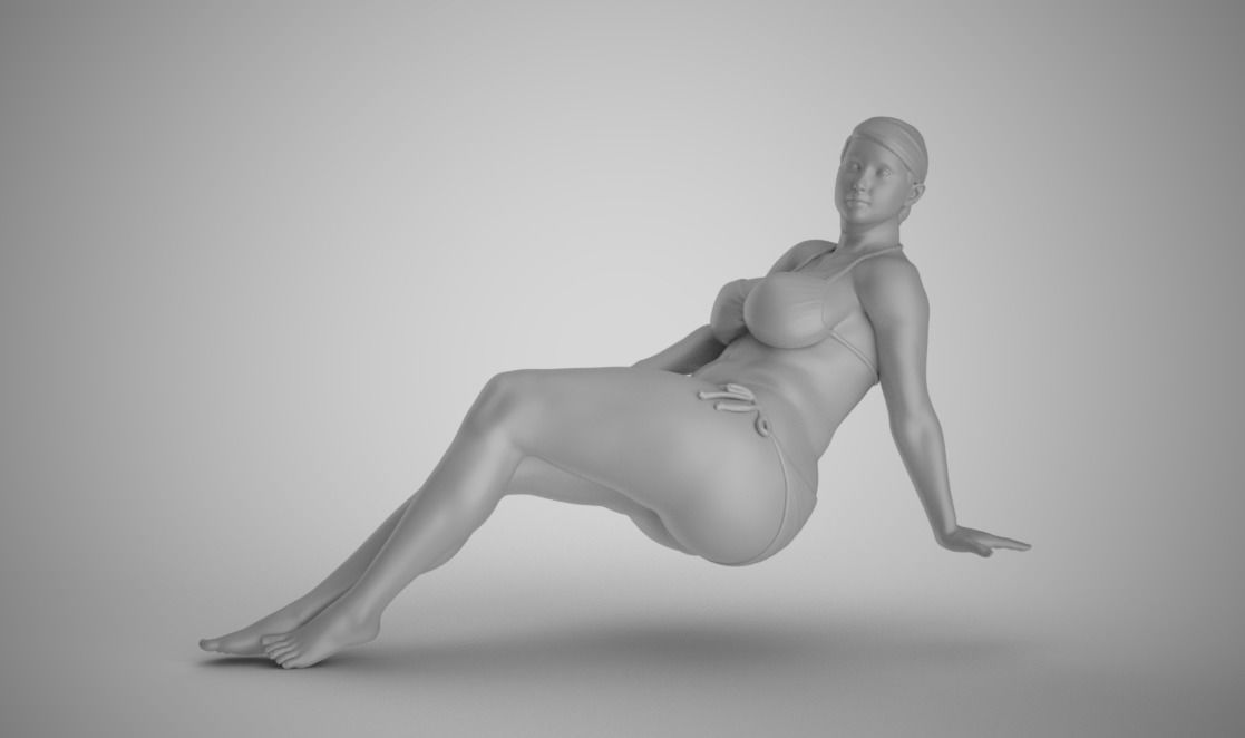 Woman Long Sitting 3D print model_2