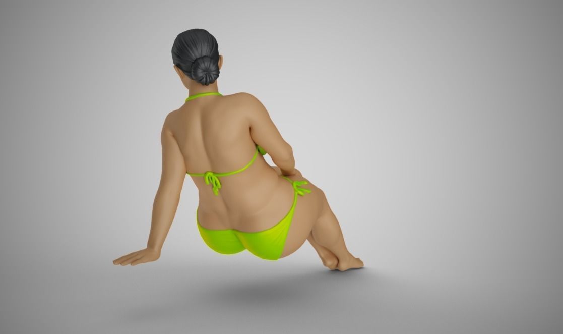 Woman Long Sitting 3D print model_9