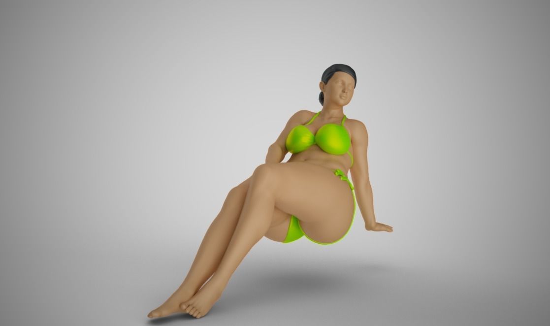 Woman Long Sitting 3D print model_5