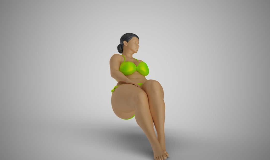 Woman Long Sitting 3D print model_6