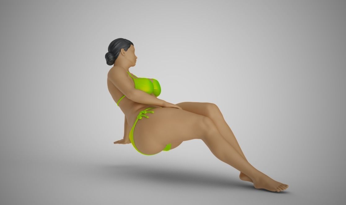 Woman Long Sitting 3D print model_7