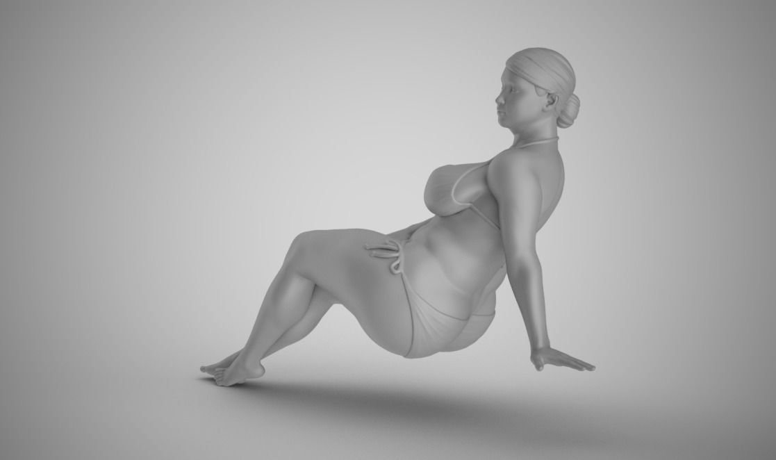 Woman Long Sitting 3D print model_1