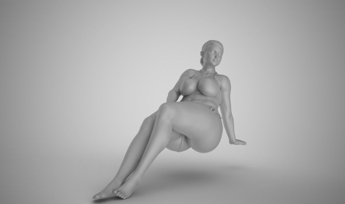 Woman Long Sitting 3D print model_3