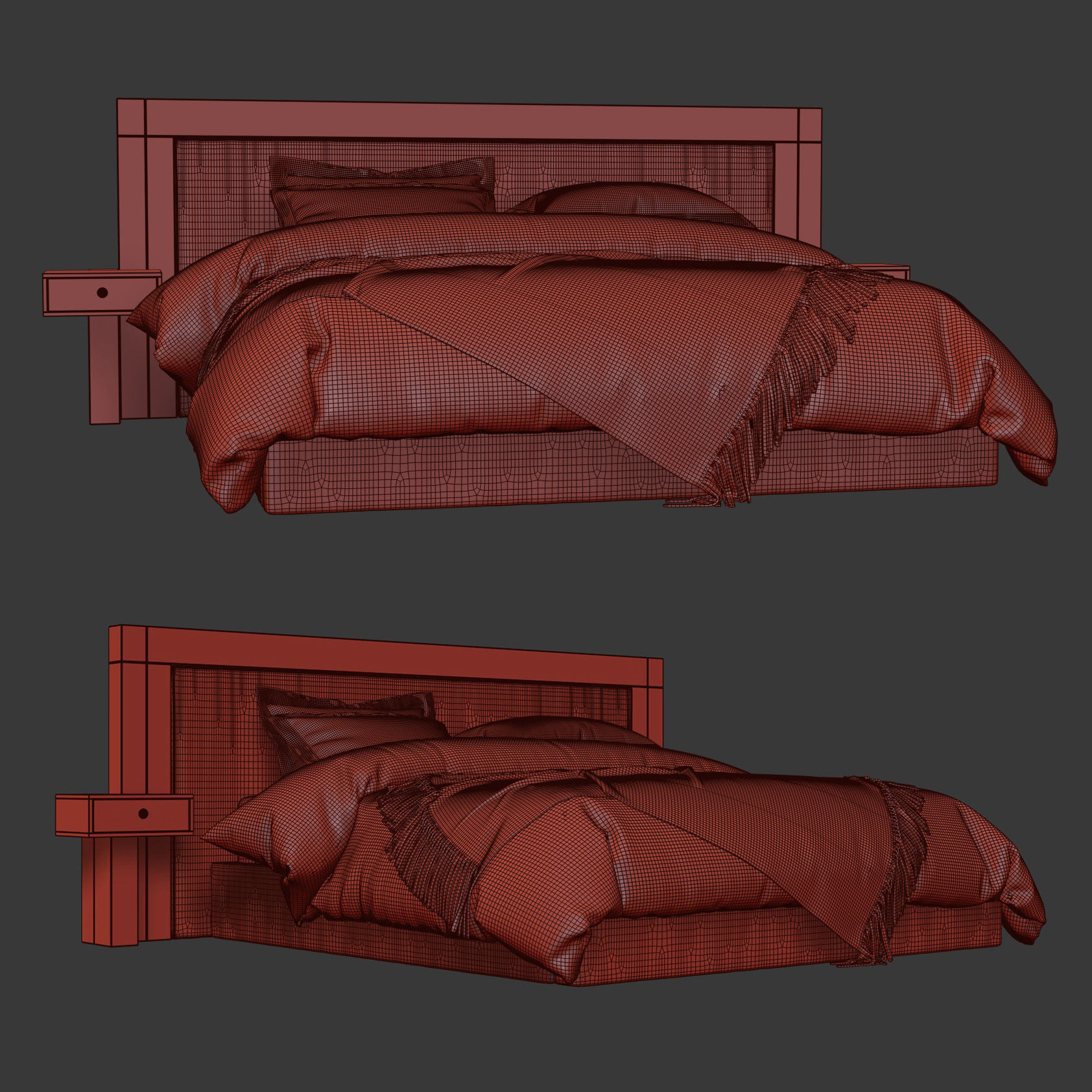 Double bed 3D model_7