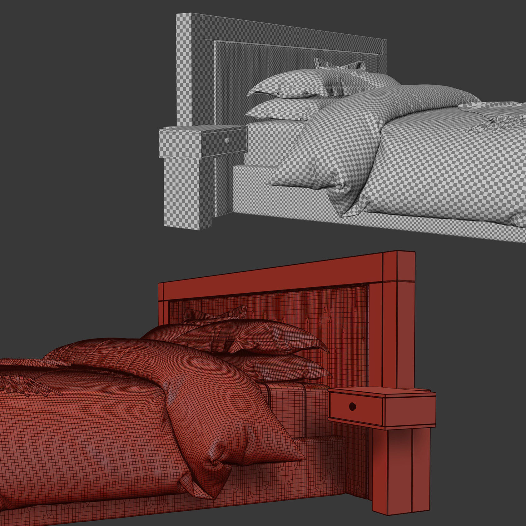 Double bed 3D model_9