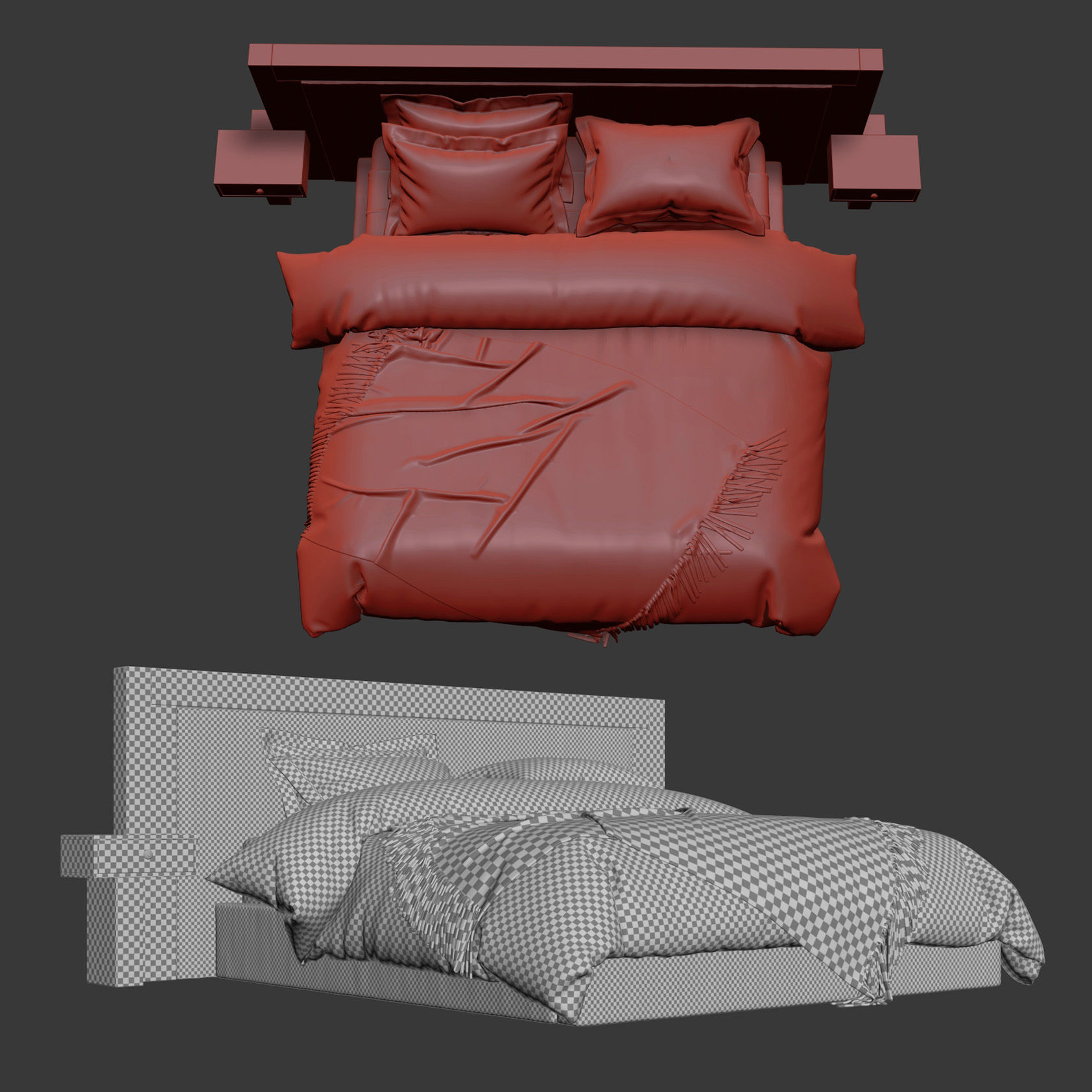 Double bed 3D model_11