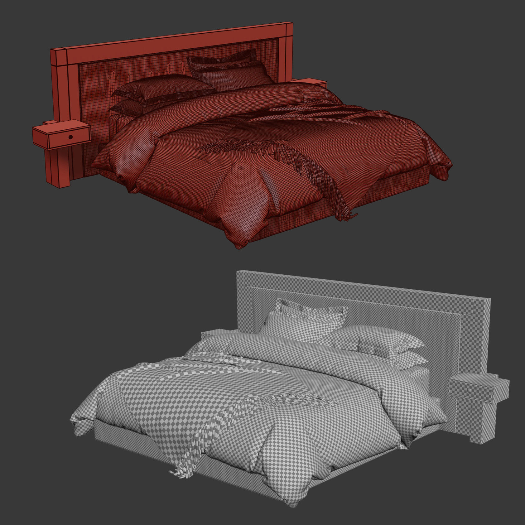 Double bed 3D model_8