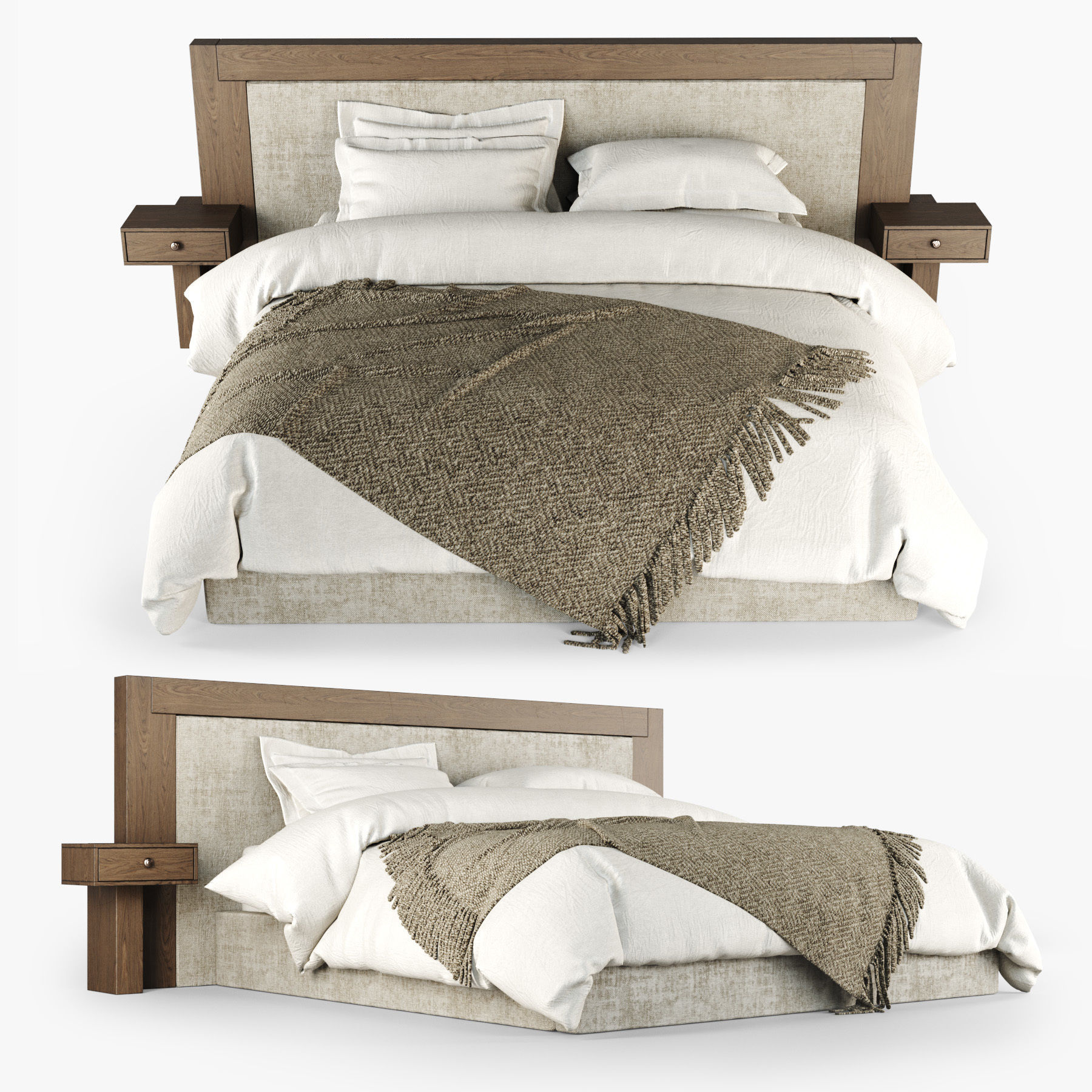 Double bed 3D model_3