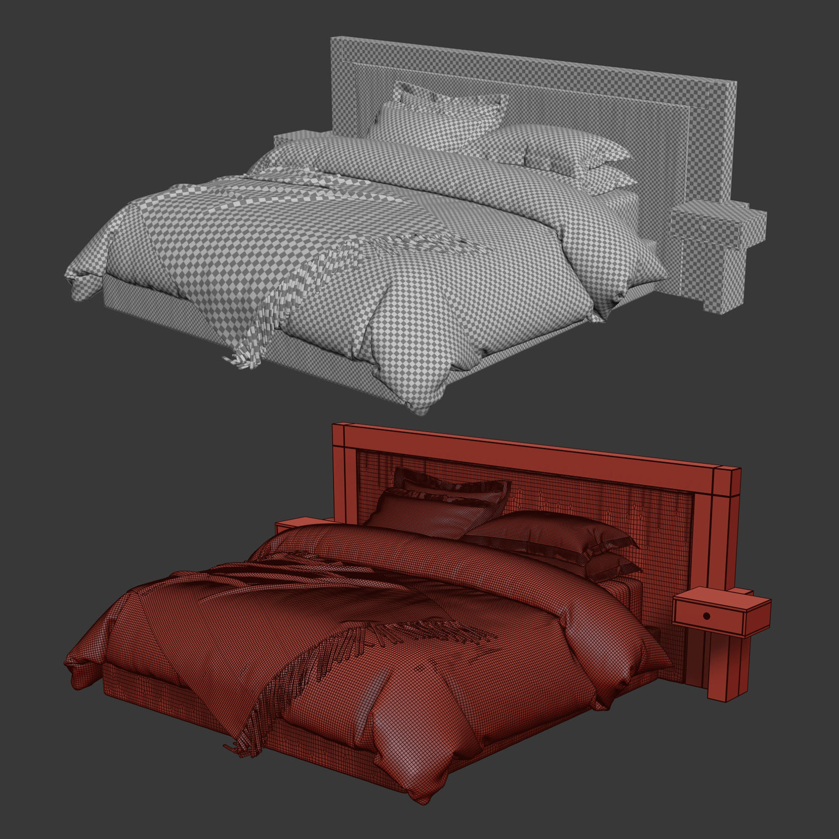 Double bed 3D model_10