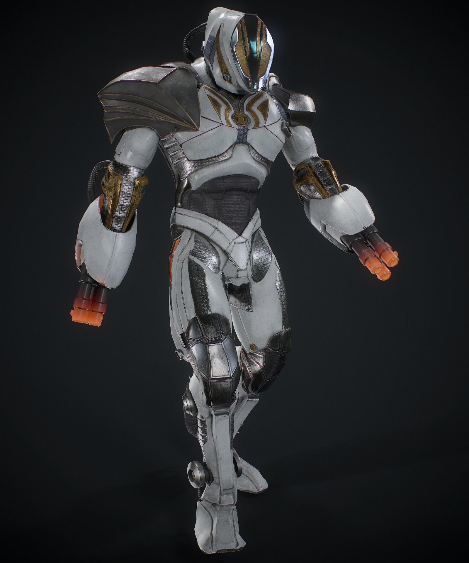 Sci-fi robot  Low-poly 3D model_10