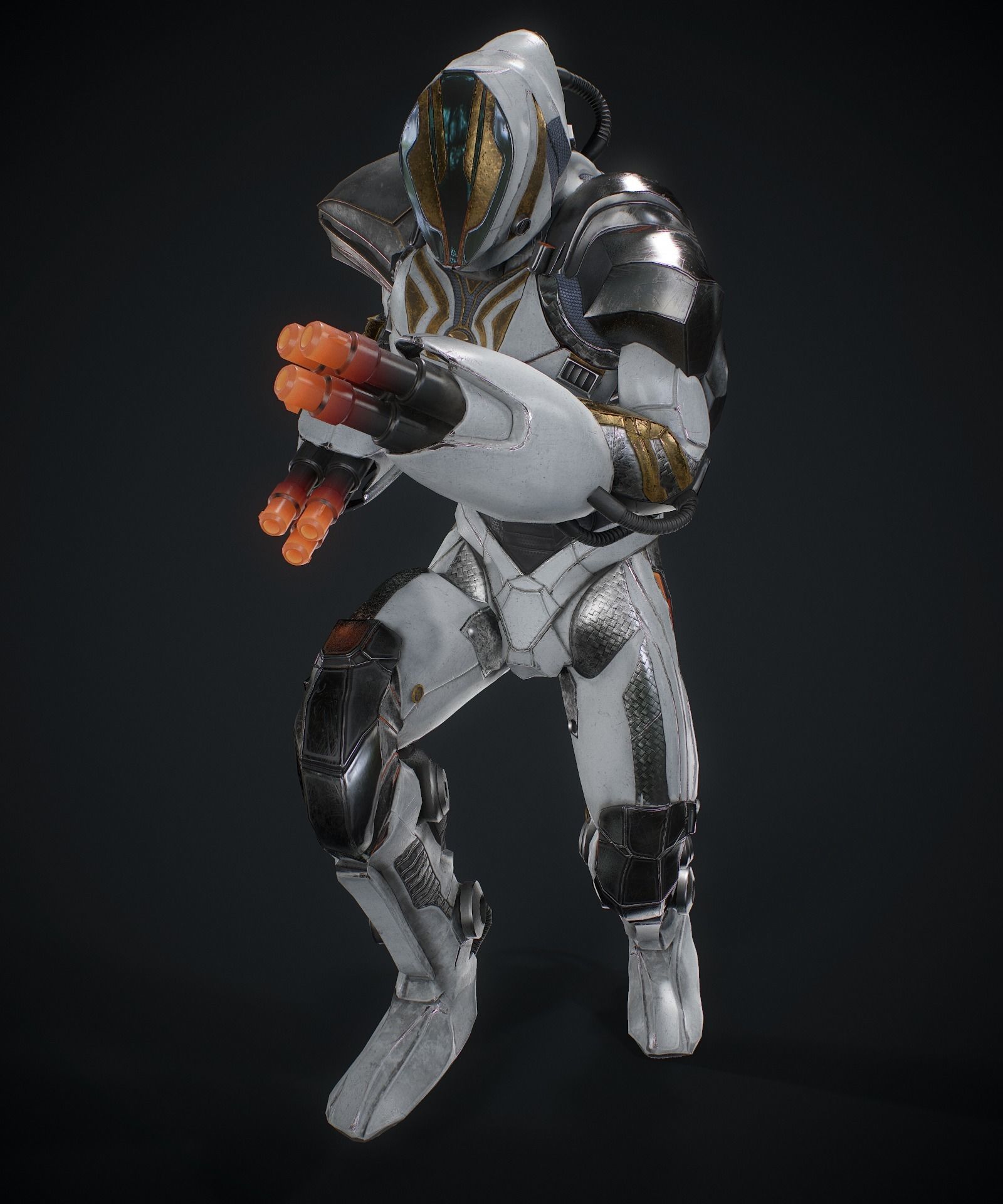 Sci-fi robot  Low-poly 3D model_13