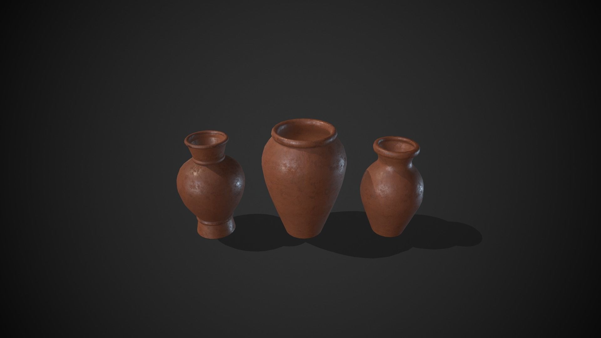 Clay Pots Vase Low-poly 3D model_6