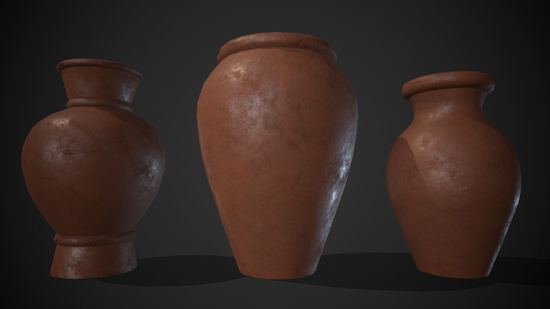 Clay Pots Vase Low-poly 3D model_4